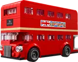 Red LEGO London bus side view with Union Jack sticker.