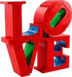 LEGO LOVE sculpture close-up.