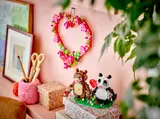 Bears with heart decor.