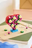 Heart and loose flowers.
