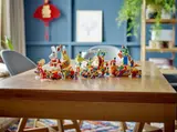 LEGO parade set displayed on a wooden table.