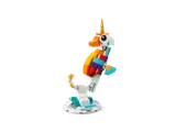 Side view of LEGO seahorse.