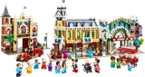 Assembled LEGO Main Street, minifigures.