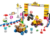 LEGO Mario Kart set with racers and track elements.