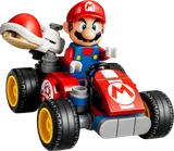 LEGO Mario in his kart with red shell launcher.