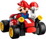 Side view of LEGO Mario in kart.