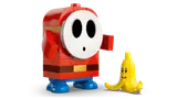 Close-up of brick-built Shy Guy and banana.