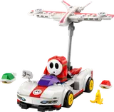 LEGO Mario Kart Shy Guy and P-Wing kart with items.