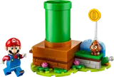Mario's adventure starts with a warp pipe and a Goomba.