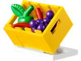 LEGO crate with assorted fruit and vegetable elements.