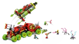 Split truck in action with minifigures fighting.
