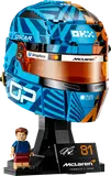 LEGO Oscar Piastri F1 helmet with minifigure.