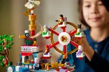 Ferris wheel and food stalls.
