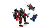 Mech and minifigures in dynamic fight.