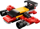 Red, black, yellow LEGO jet plane.