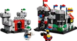 Miniature LEGO castles and knights.