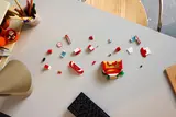 Disassembled Mini Pokémon Center parts.