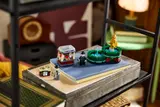 LEGO Ministry set on a bookshelf.