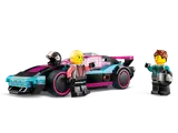 Pink race car and two minifigures.