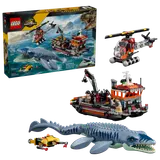 Full LEGO set with Mosasaurus.