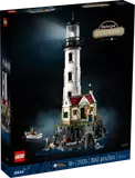 Motorized Lighthouse (21335) box with glowing light.