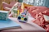 LEGO boombox in room setting.