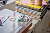 LEGO turntable with vinyls.