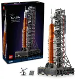 Box art and assembled LEGO Artemis rocket.
