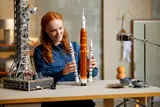 Woman with separated rocket stages.