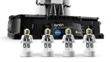 Four LEGO astronaut minifigures.