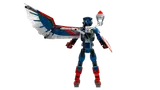Figure's back with drone and folded wing.