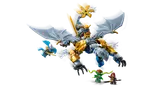 Riyu dragon flying with Arin and Sora, battling ground minifigures.