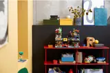 LEGO Ninjago City Markets set on a shelf as a display piece.