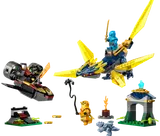 Ninjago 71798 set with dragon jet, hovercraft, and minifigures.
