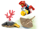 LEGO City Ocean Diver minifigure with stingray and coral.