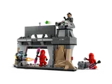 Moff Gideon on turret, Paz Vizsla fights guard.