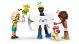 Minifigures and pets interacting playfully.