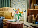 Bouquet in vase on table.