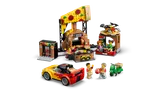 Elevated view of LEGO pizza set.