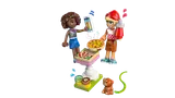 Minifigures with accessories.