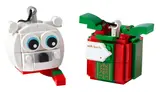 LEGO polar bear and gift box ornaments.