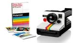 LEGO Polaroid camera with film and photos.