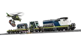 Helicopter lifting car from train.