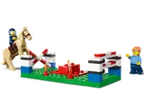 Equestrian training scene.