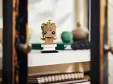 Potted Groot on a shelf with decor.