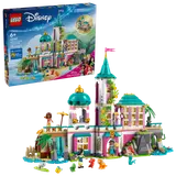 Box art and built LEGO Disney Princess Castle.