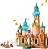 Rapunzel's Castle set with minifigures and boat.