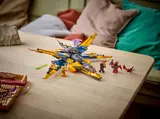 Ninjago jet on table with figures.