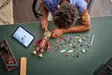 Overhead view of LEGO Groot assembly.