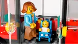 Minifigure with stroller on bus.